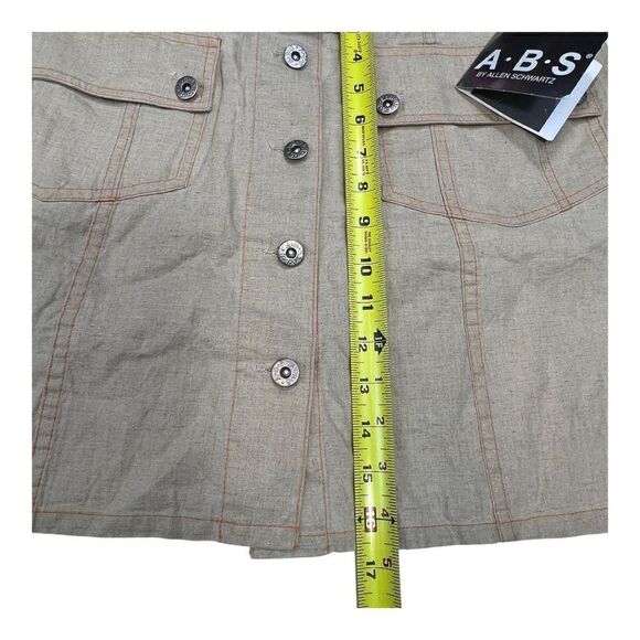 A.B.S by Allen Schwartz Skirt Women's Size 31 Large Taupe Buttoned Belted Linen - Picture 3 of 5